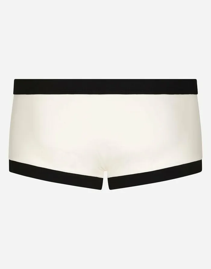 Dolce and Gabbana Beachwear Men Highlegged Swim Trunks With Patch Multicolor Dolce and Gabbana Beachwear Men Highlegged Swim Trunks With Patch Multicolor