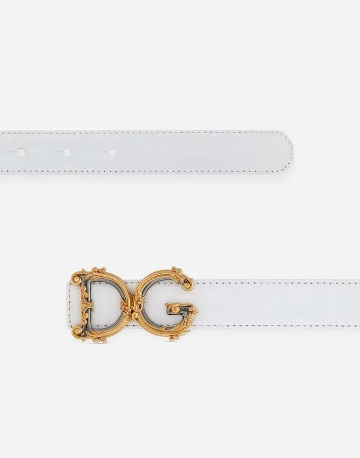 Dolce and Gabbana Belts Women Calfskin Belt With Logo White Dolce and Gabbana Belts Women Calfskin Belt With Logo White