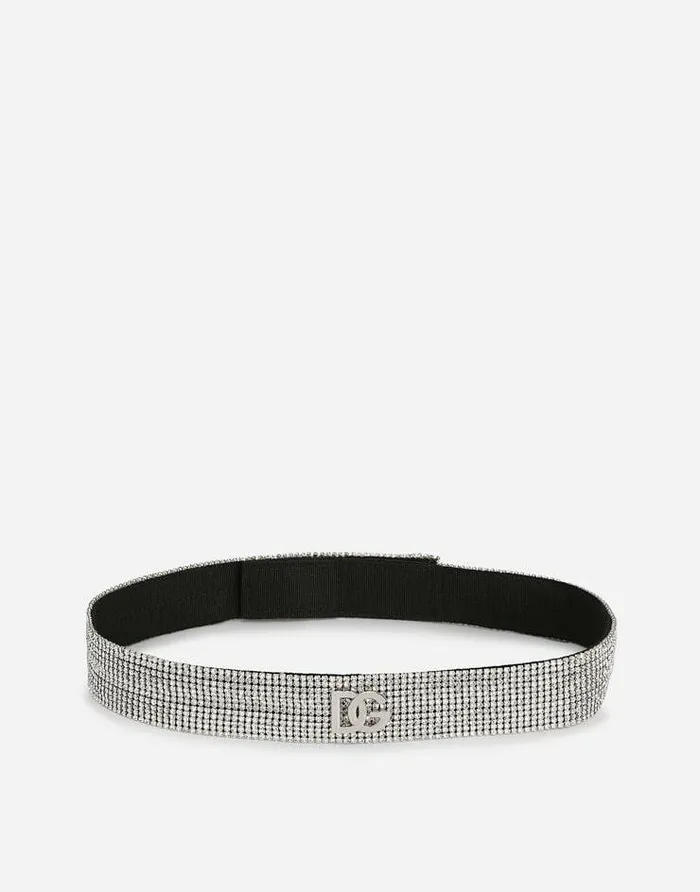 Dolce and Gabbana Belts Women Crystal Mesh Belt With DG Logo Crystal
