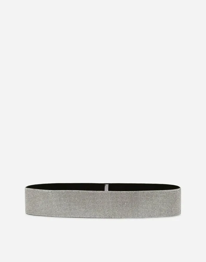 Dolce and Gabbana Belts Women Highwaist Crystal Mesh Belt Crystal