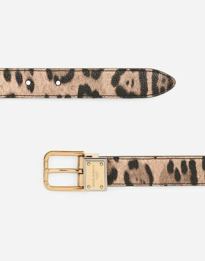 Dolce and Gabbana Belts Women Leopardprint Crespo Belt With Branded Plate Multicolor