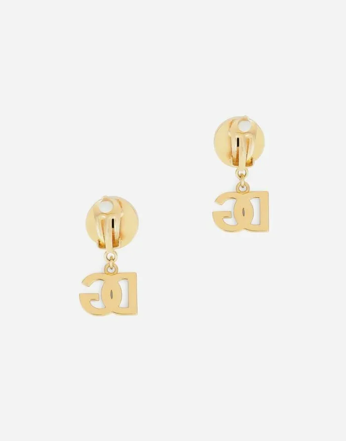 Dolce and Gabbana Bijoux Men Clipon Earrings With DG Logo Gold Dolce and Gabbana Bijoux Men Clipon Earrings With DG Logo Gold