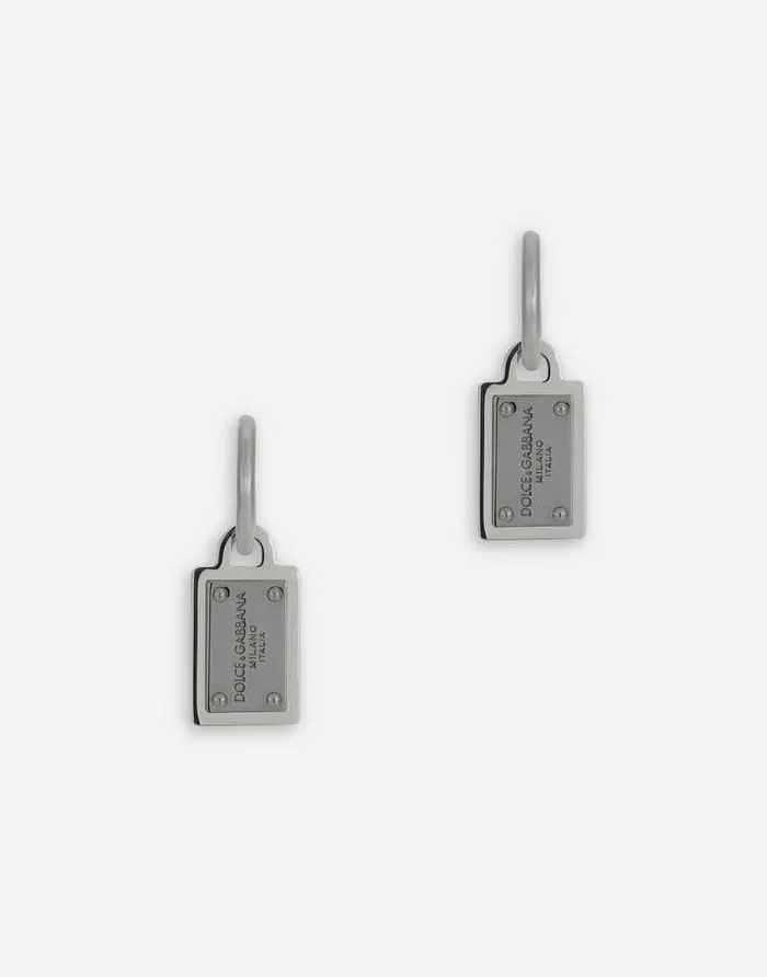 Dolce and Gabbana Bijoux Men Earrings With DolceandGabbana Logo Tag Silver