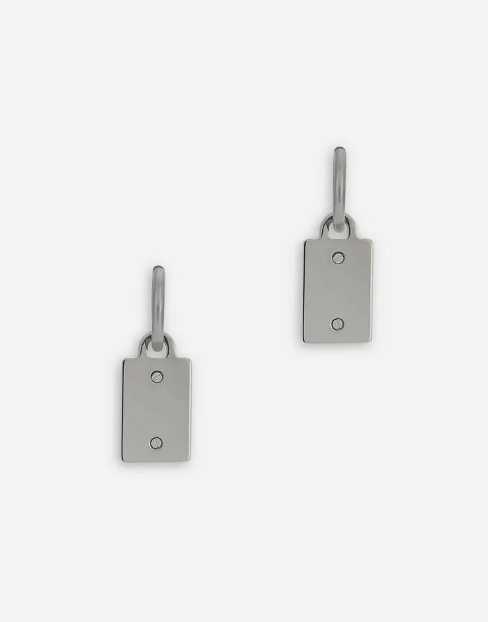 Dolce and Gabbana Bijoux Men Earrings With DolceandGabbana Logo Tag Silver