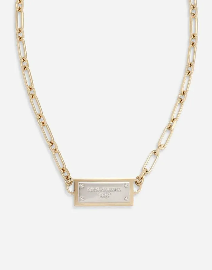 Dolce and Gabbana Bijoux Men Necklace With Engraved Logo Plate Multicolor Dolce and Gabbana Bijoux Men Necklace With Engraved Logo Plate Multicolor