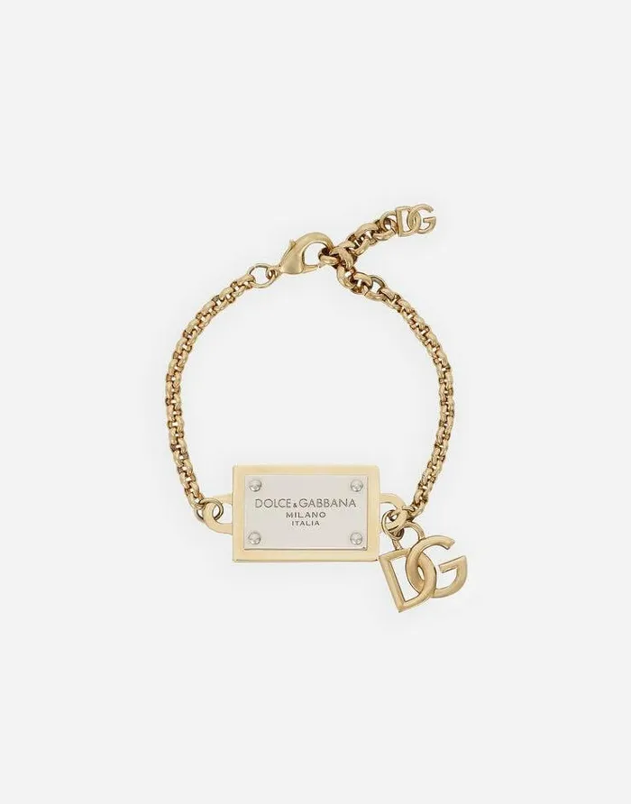 Dolce and Gabbana Bijoux Women Bracelet With DG And Logo Tag Gold