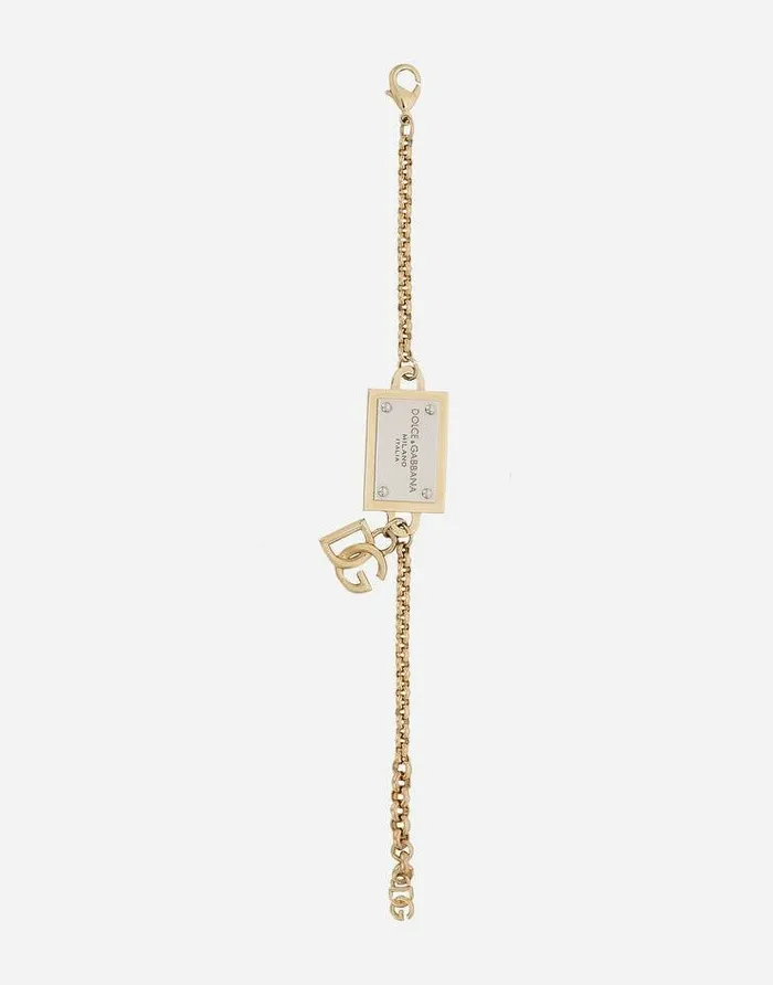 Dolce and Gabbana Bijoux Women Bracelet With DG And Logo Tag Gold Dolce and Gabbana Bijoux Women Bracelet With DG And Logo Tag Gold