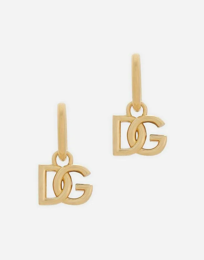 Dolce and Gabbana Bijoux Women Creole Earrings With DG Logo Gold