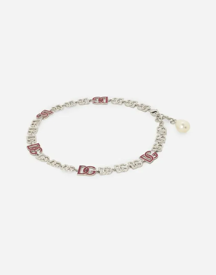 Dolce and Gabbana Bijoux Women Short Necklace With DG Multilogo Silver Dolce and Gabbana Bijoux Women Short Necklace With DG Multilogo Silver