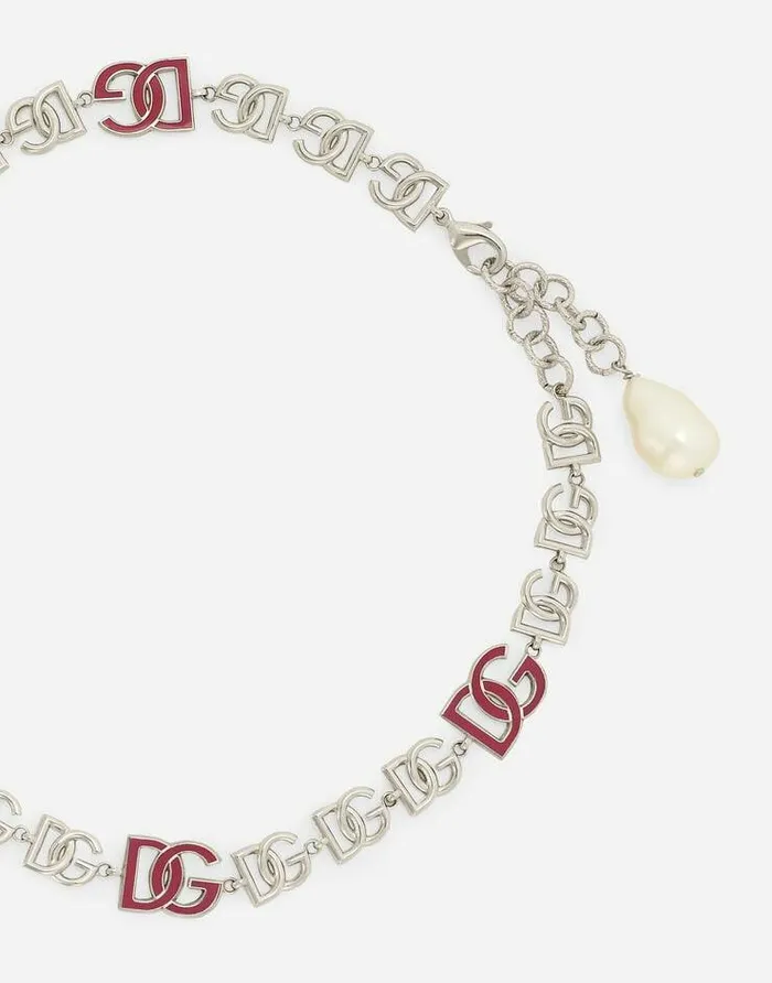 Dolce and Gabbana Bijoux Women Short Necklace With DG Multilogo Silver Dolce and Gabbana Bijoux Women Short Necklace With DG Multilogo Silver
