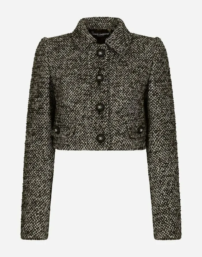 Dolce and Gabbana Blazers Women Cropped Speckled Tweed Jacket Multicolor