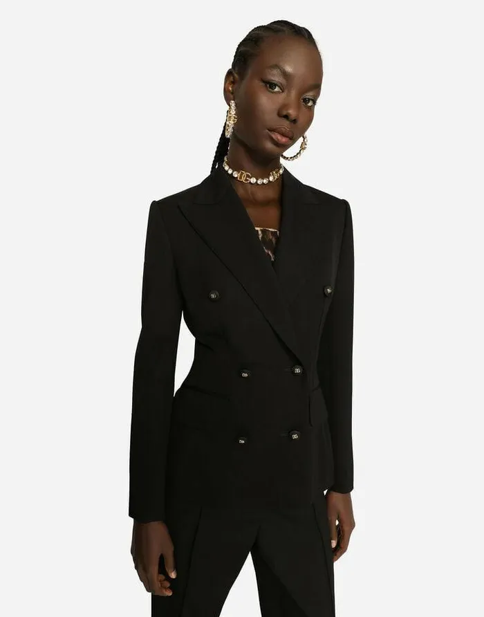 Dolce and Gabbana Blazers Women Dolcefit Woolen Jacket With Branded Buttons Black Dolce and Gabbana Blazers Women Dolcefit Woolen Jacket With Branded Buttons Black