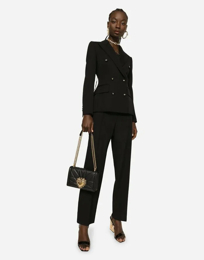 Dolce and Gabbana Blazers Women Dolcefit Woolen Jacket With Branded Buttons Black Dolce and Gabbana Blazers Women Dolcefit Woolen Jacket With Branded Buttons Black