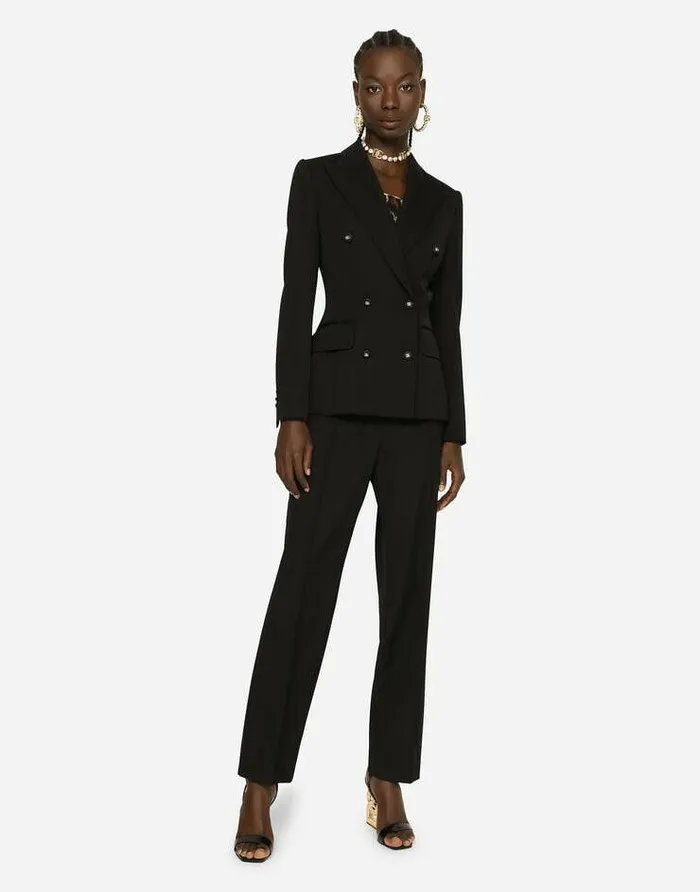 Dolce and Gabbana Blazers Women Dolcefit Woolen Jacket With Branded Buttons Black Dolce and Gabbana Blazers Women Dolcefit Woolen Jacket With Branded Buttons Black