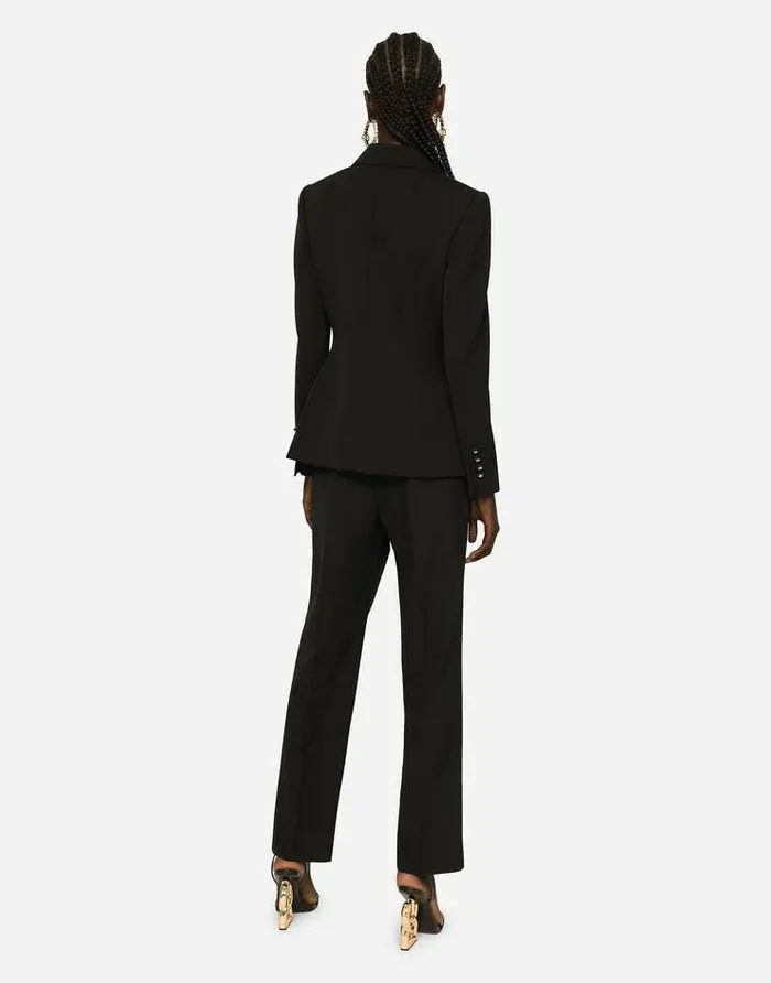 Dolce and Gabbana Blazers Women Dolcefit Woolen Jacket With Branded Buttons Black Dolce and Gabbana Blazers Women Dolcefit Woolen Jacket With Branded Buttons Black