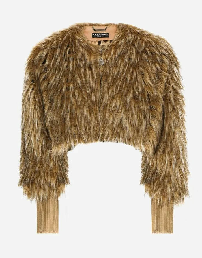 Dolce and Gabbana Blazers Women Short Faux Fur Jacket Multicolor