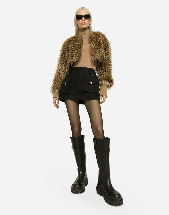 Dolce and Gabbana Blazers Women Short Faux Fur Jacket Multicolor Dolce and Gabbana Blazers Women Short Faux Fur Jacket Multicolor