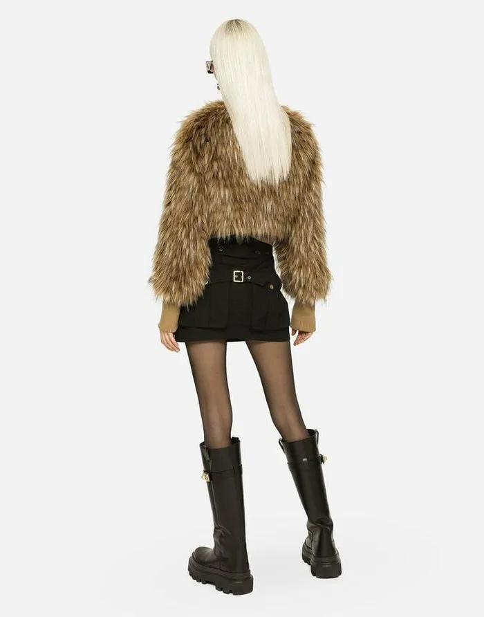 Dolce and Gabbana Blazers Women Short Faux Fur Jacket Multicolor Dolce and Gabbana Blazers Women Short Faux Fur Jacket Multicolor