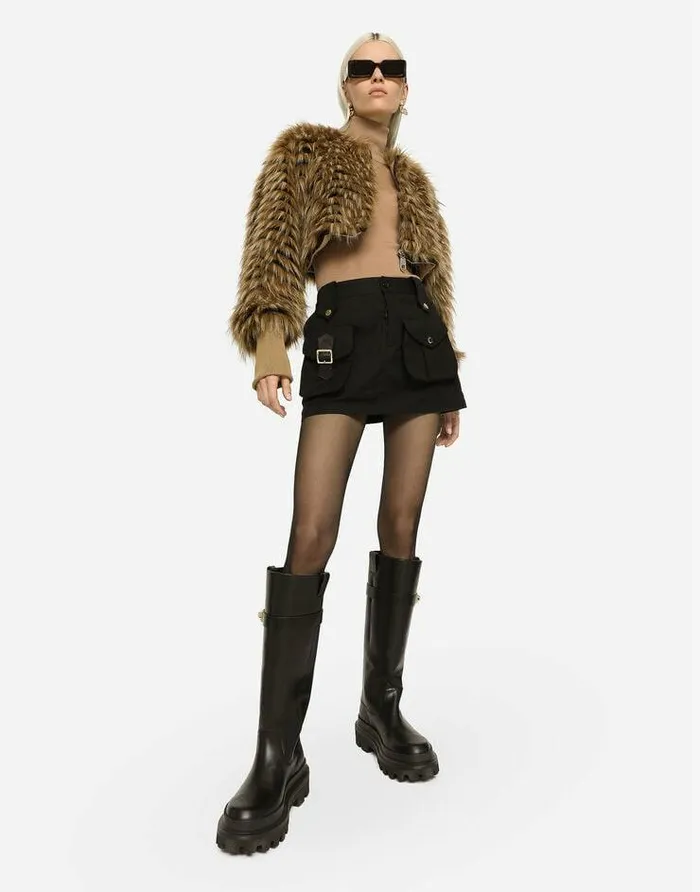 Dolce and Gabbana Blazers Women Short Faux Fur Jacket Multicolor Dolce and Gabbana Blazers Women Short Faux Fur Jacket Multicolor