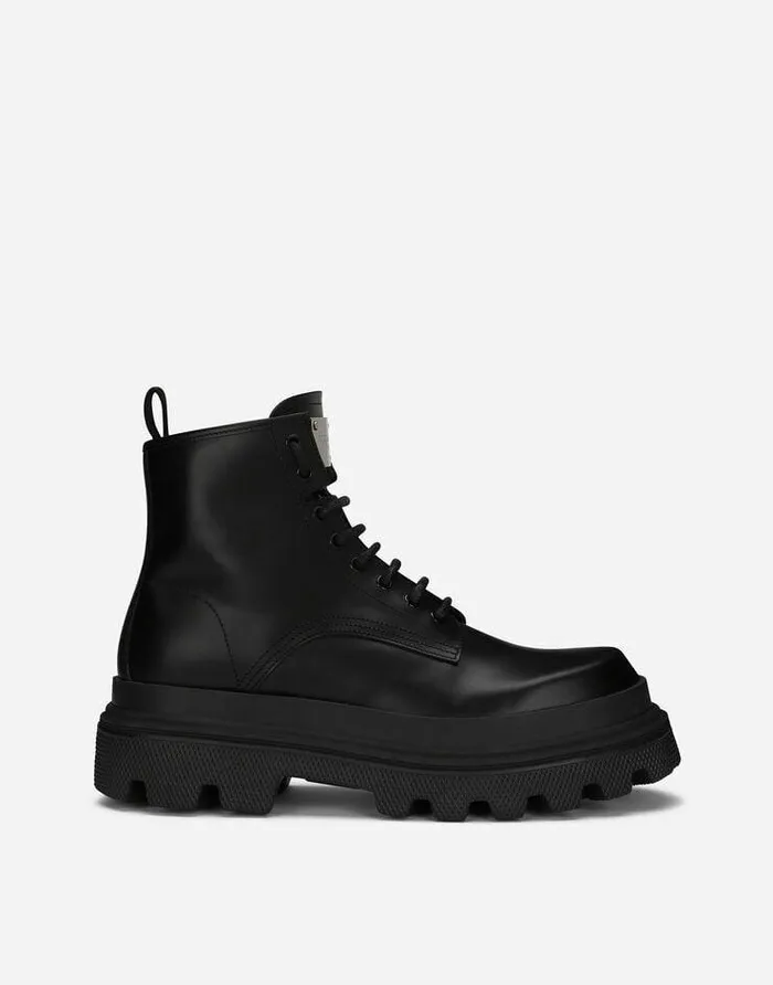 Dolce and Gabbana Boots Men Brushed Calfskin Ankle Boots Black
