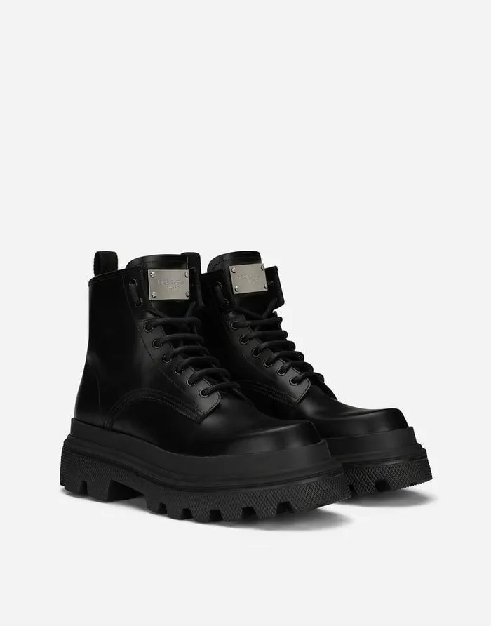 Dolce and Gabbana Boots Men Brushed Calfskin Ankle Boots Black Dolce and Gabbana Boots Men Brushed Calfskin Ankle Boots Black