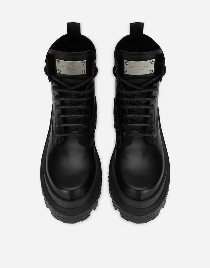 Dolce and Gabbana Boots Men Brushed Calfskin Ankle Boots Black Dolce and Gabbana Boots Men Brushed Calfskin Ankle Boots Black