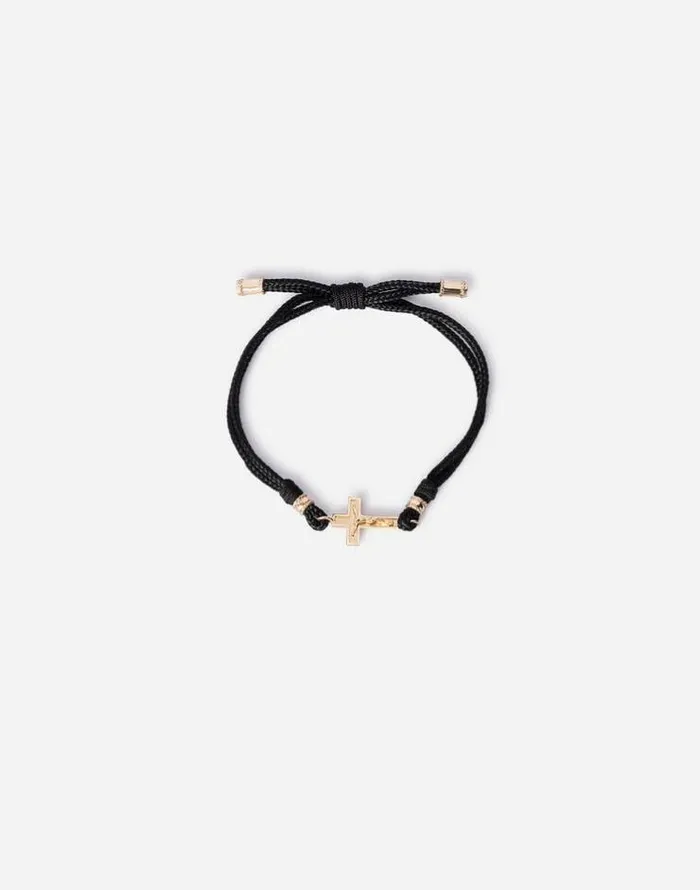 Dolce and Gabbana Bracelets Men Fabric Sicily Bracelet With Yellow Gold Cross Gold Dolce and Gabbana Bracelets Men Fabric Sicily Bracelet With Yellow Gold Cross Gold
