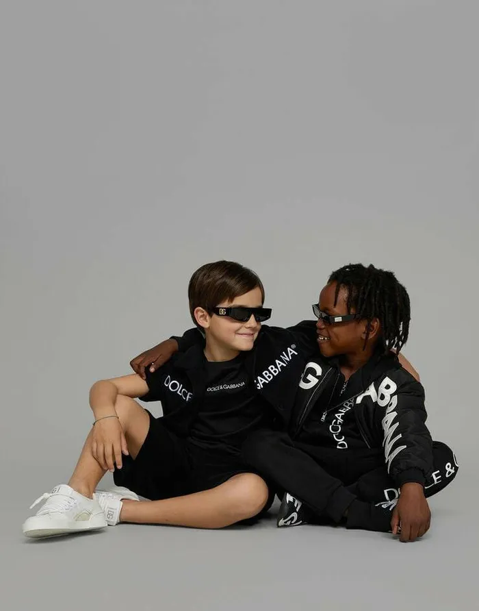 Dolce and Gabbana Coats And Jackets Children Canvas Bomber Jacket With Logo Embroidery Black