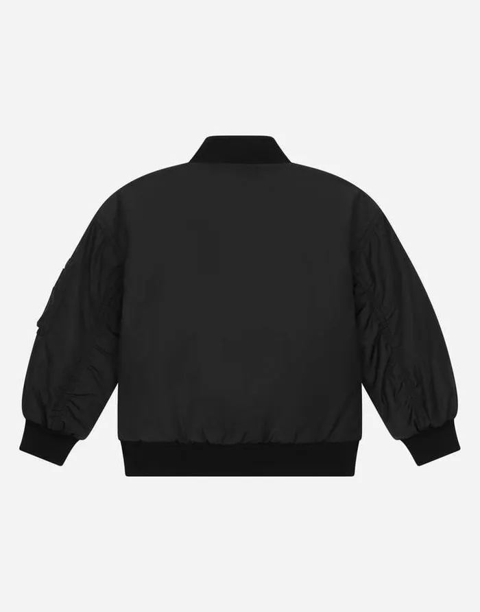 Dolce and Gabbana Coats And Jackets Children Cordura Bomber Jacket With Logo Tag Black Dolce and Gabbana Coats And Jackets Children Cordura Bomber Jacket With Logo Tag Black