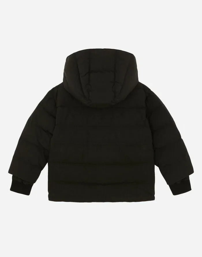 Dolce and Gabbana Coats And Jackets Children Hooded Nylon Down Jacket Black Dolce and Gabbana Coats And Jackets Children Hooded Nylon Down Jacket Black
