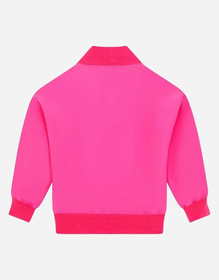 Dolce and Gabbana Coats And Jackets Children Nylon Bomber Jacket With Logo Plate Fuchsia Dolce and Gabbana Coats And Jackets Children Nylon Bomber Jacket With Logo Plate Fuchsia
