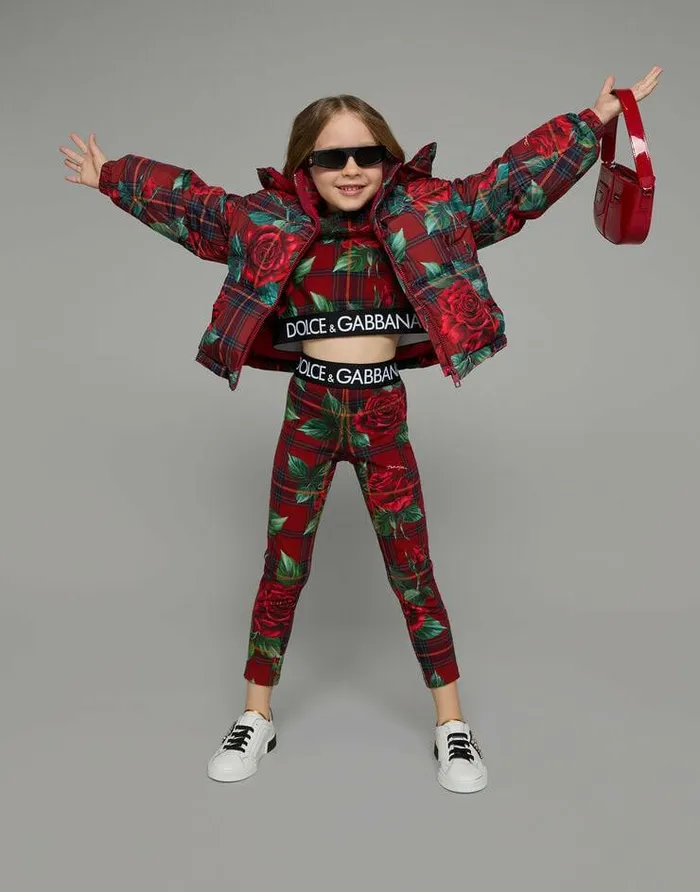 Dolce and Gabbana Coats And Jackets Children Short Tartanprint Down Jacket Red Dolce and Gabbana Coats And Jackets Children Short Tartanprint Down Jacket Red