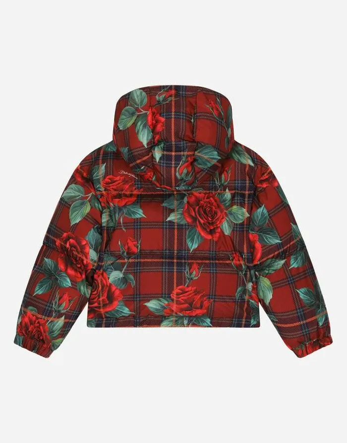 Dolce and Gabbana Coats And Jackets Children Short Tartanprint Down Jacket Red Dolce and Gabbana Coats And Jackets Children Short Tartanprint Down Jacket Red