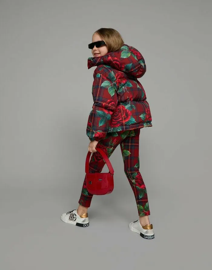 Dolce and Gabbana Coats And Jackets Children Short Tartanprint Down Jacket Red Dolce and Gabbana Coats And Jackets Children Short Tartanprint Down Jacket Red