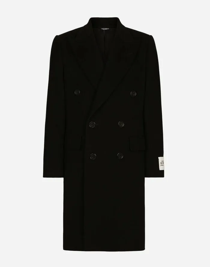 Dolce and Gabbana Coats And Jackets Men Doublebreasted Wool Coat Black