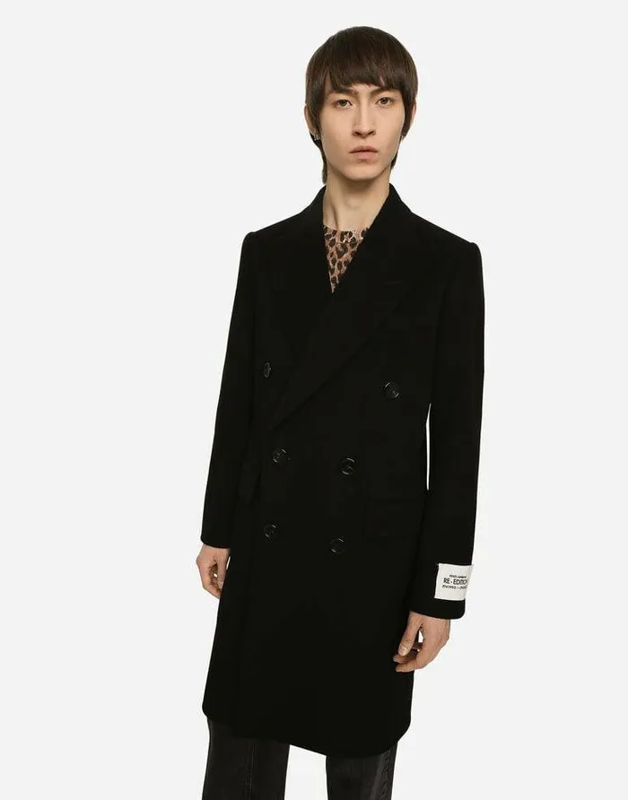 Dolce and Gabbana Coats And Jackets Men Doublebreasted Wool Coat Black