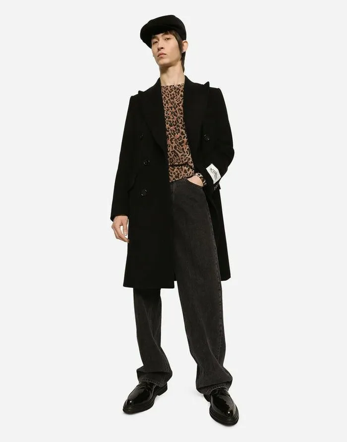 Dolce and Gabbana Coats And Jackets Men Doublebreasted Wool Coat Black