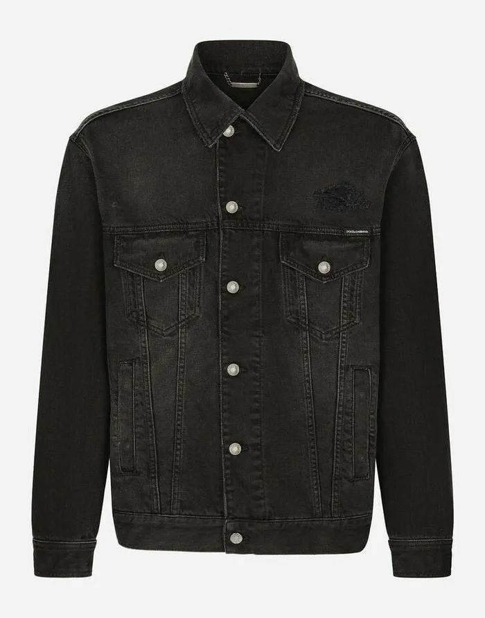 Dolce and Gabbana Coats And Jackets Men Gray Wash Denim Jacket Multicolor