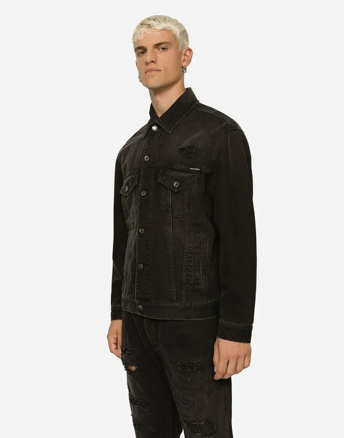 Dolce and Gabbana Coats And Jackets Men Gray Wash Denim Jacket Multicolor Dolce and Gabbana Coats And Jackets Men Gray Wash Denim Jacket Multicolor