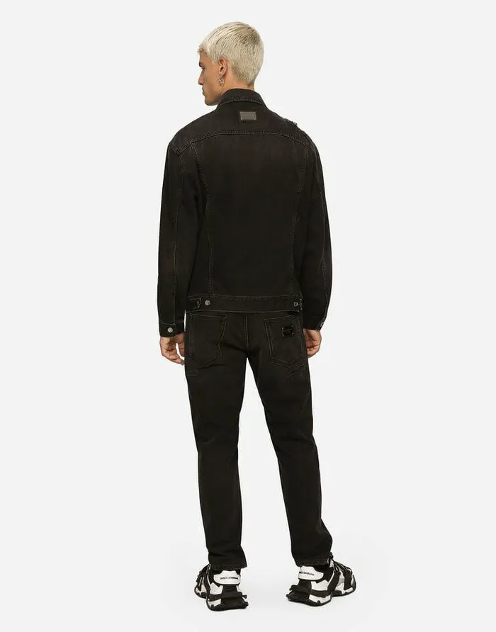 Dolce and Gabbana Coats And Jackets Men Gray Wash Denim Jacket Multicolor Dolce and Gabbana Coats And Jackets Men Gray Wash Denim Jacket Multicolor