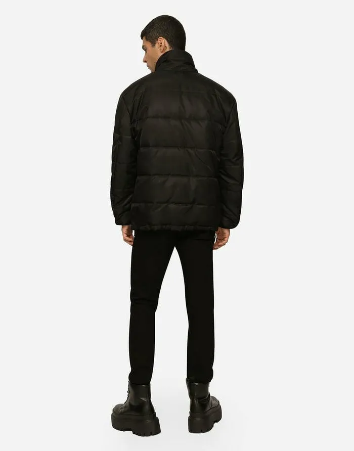 Dolce and Gabbana Coats And Jackets Men Nylon Highnecked Jacket With Branded Tag Black Dolce and Gabbana Coats And Jackets Men Nylon Highnecked Jacket With Branded Tag Black