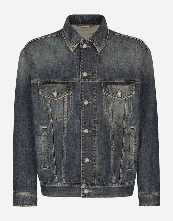 Dolce and Gabbana Coats And Jackets Men Stretch Light Blue Wash Denim Jacket Multicolor