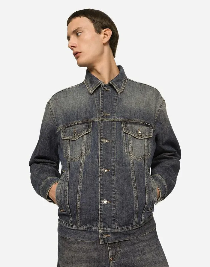 Dolce and Gabbana Coats And Jackets Men Stretch Light Blue Wash Denim Jacket Multicolor Dolce and Gabbana Coats And Jackets Men Stretch Light Blue Wash Denim Jacket Multicolor
