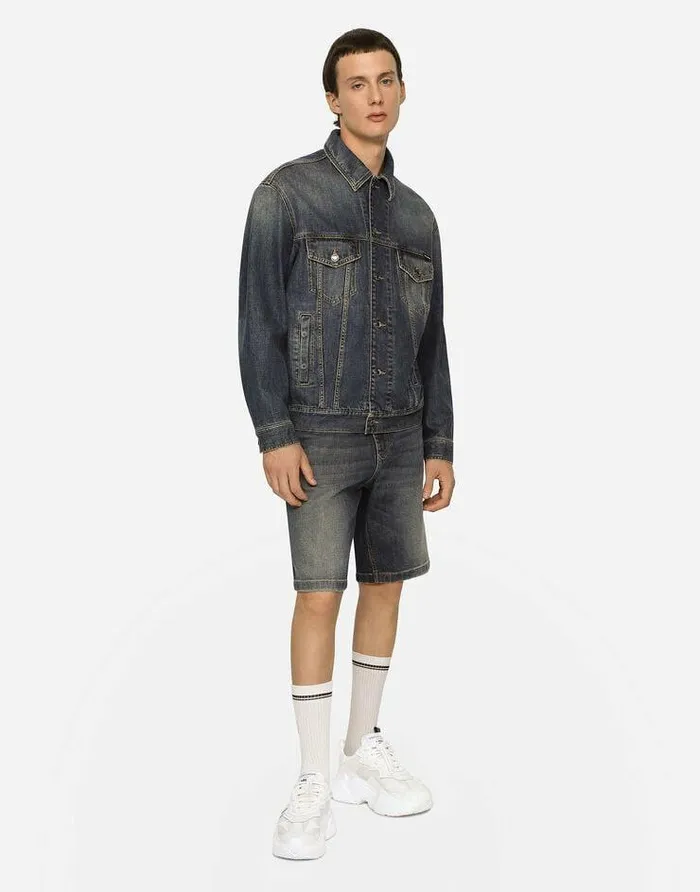 Dolce and Gabbana Coats And Jackets Men Stretch Light Blue Wash Denim Jacket Multicolor Dolce and Gabbana Coats And Jackets Men Stretch Light Blue Wash Denim Jacket Multicolor