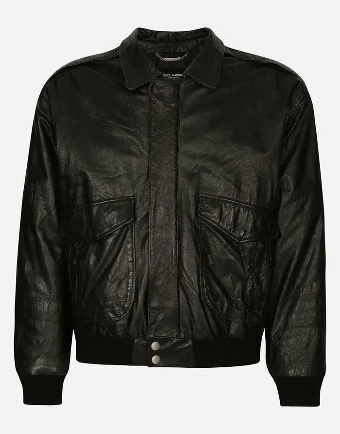 Dolce and Gabbana Coats And Jackets Men Vintage Leather Jacket With Branded Tag Multicolor Dolce and Gabbana Coats And Jackets Men Vintage Leather Jacket With Branded Tag Multicolor
