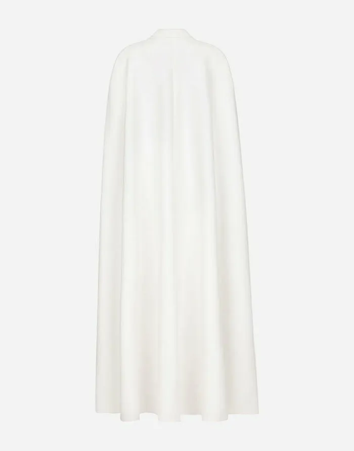 Dolce and Gabbana Coats And Jackets Women Doublebreasted Wool Cape White Dolce and Gabbana Coats And Jackets Women Doublebreasted Wool Cape White