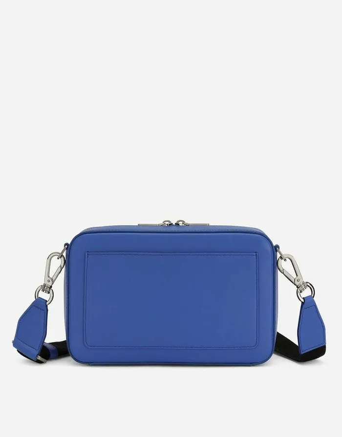 Dolce and Gabbana Crossbody Bags Men Calfskin Crossbody Bag With Raised Logo Blue Dolce and Gabbana Crossbody Bags Men Calfskin Crossbody Bag With Raised Logo Blue
