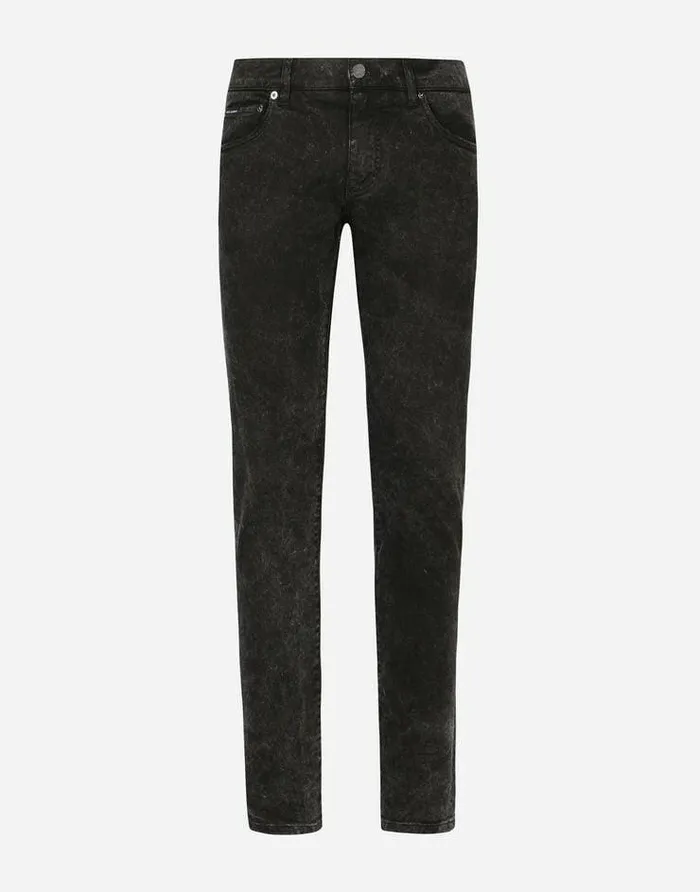 Dolce and Gabbana Denim Men Marbleeffect Skinny Stretch Jeans Multicolor