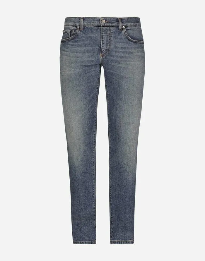 Dolce and Gabbana Denim Men Washed Skinny Stretch Jeans With Whiskering Multicolor Dolce and Gabbana Denim Men Washed Skinny Stretch Jeans With Whiskering Multicolor