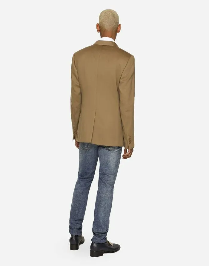Dolce and Gabbana Denim Men Washed Skinny Stretch Jeans With Whiskering Multicolor